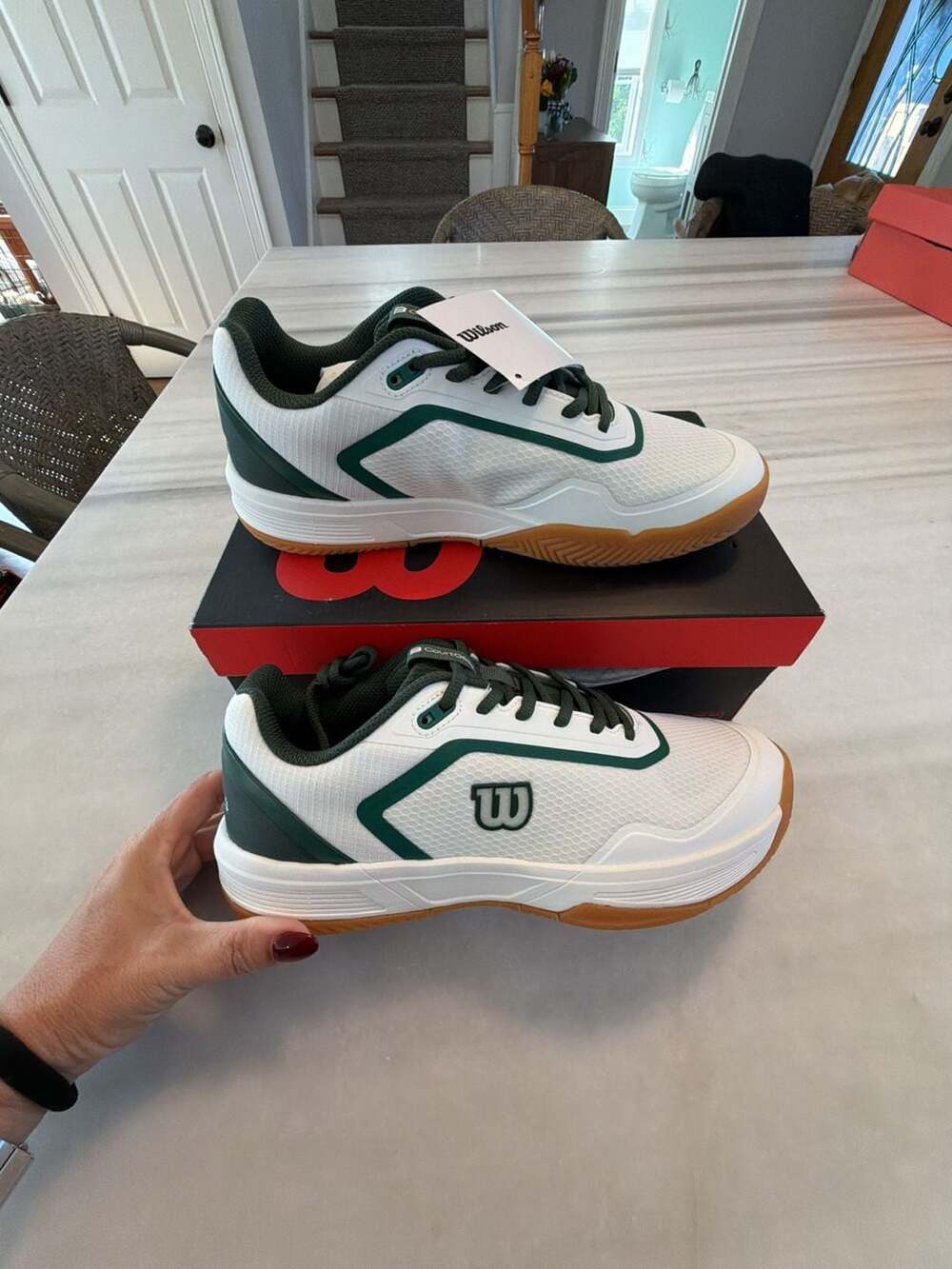 Wilson Courtglide Size 8.5 White Sycamore Gum Tennis Shoes